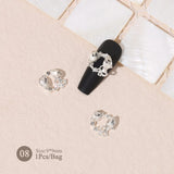 Silver Gold Bowknot Butterfly Rhinestones 3D Nail Decoration Nail Decoration BORN PRETTY 08 