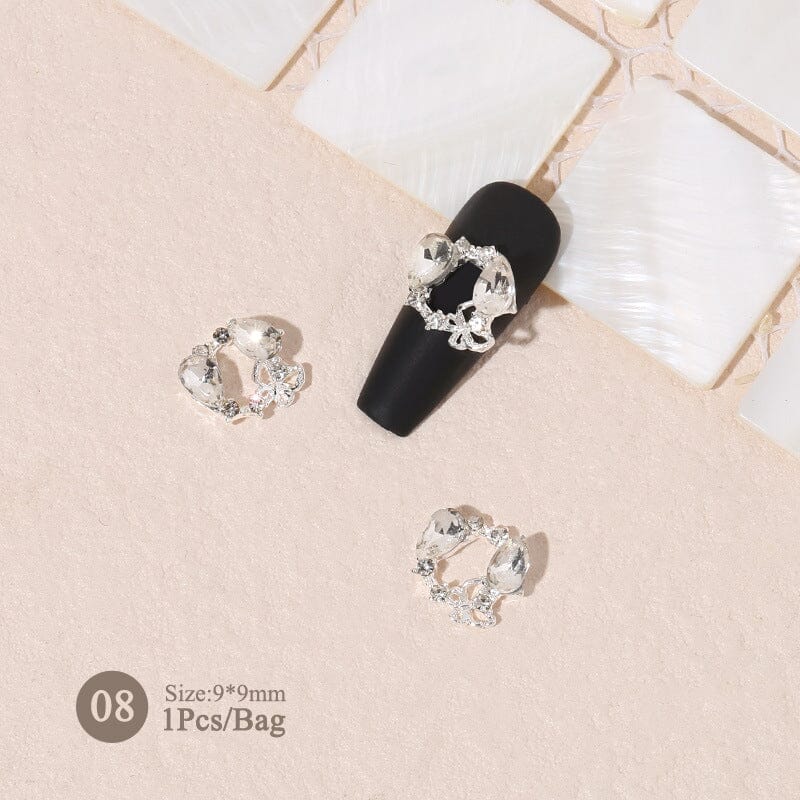 Silver Gold Bowknot Butterfly Rhinestones 3D Nail Decoration Nail Decoration BORN PRETTY 08 