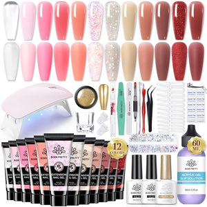 12 Colors Pink Nude Extension Nail Gel Starter Kit 15ml Gel Nail Polish BORN PRETTY 