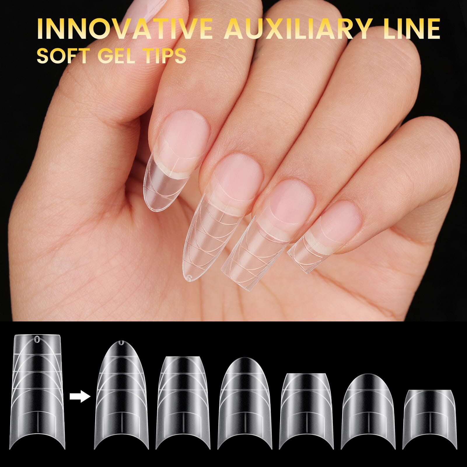 300pcs Half Cover Straight Auxiliary Line Nail Tips 12 Different Sizes Nail Tips BORN PRETTY 