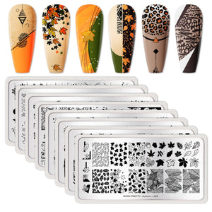 [US ONLY] 8pcs Autumn Winter Nail Stamping Plates Set Christmas Halloween Holiday Nails Kits & Bundles BORN PRETTY 