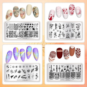 [US ONLY] 8pcs Autumn Winter Nail Stamping Plates Set Christmas Halloween Holiday Nails Kits & Bundles BORN PRETTY 