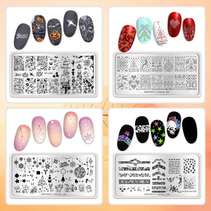 [US ONLY] 8pcs Autumn Winter Nail Stamping Plates Set Christmas Halloween Holiday Nails Kits & Bundles BORN PRETTY 