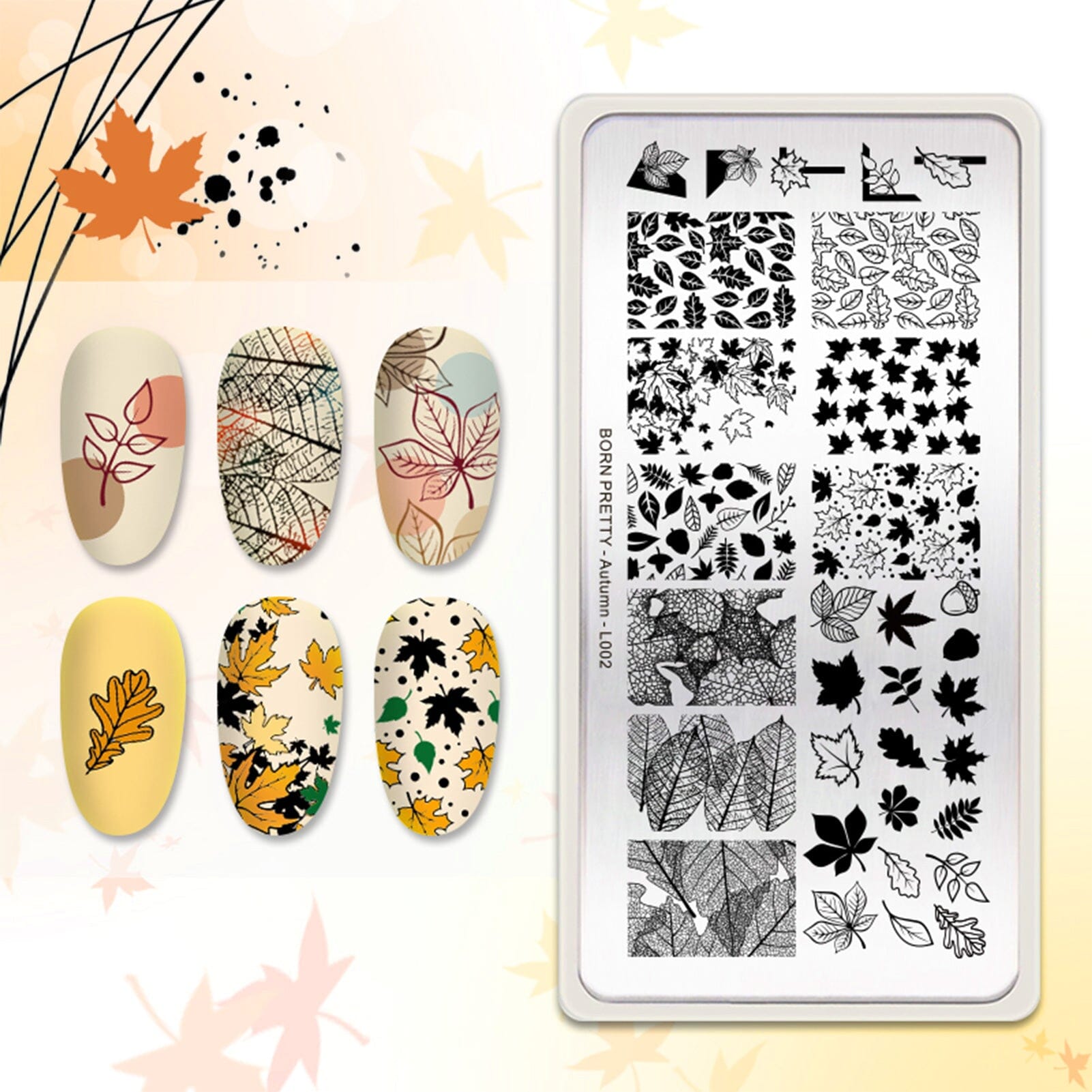 [US ONLY] 8pcs Autumn Winter Nail Stamping Plates Set Christmas Halloween Holiday Nails Kits & Bundles BORN PRETTY 