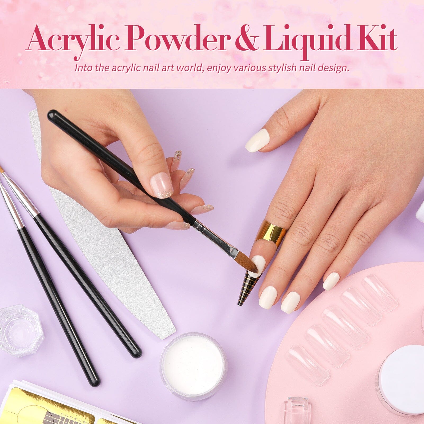 9pcs Acyrlic Nail Kit 3 Colors Acrylic Powder Liquid Tools Kit Nail Powder BORN PRETTY 