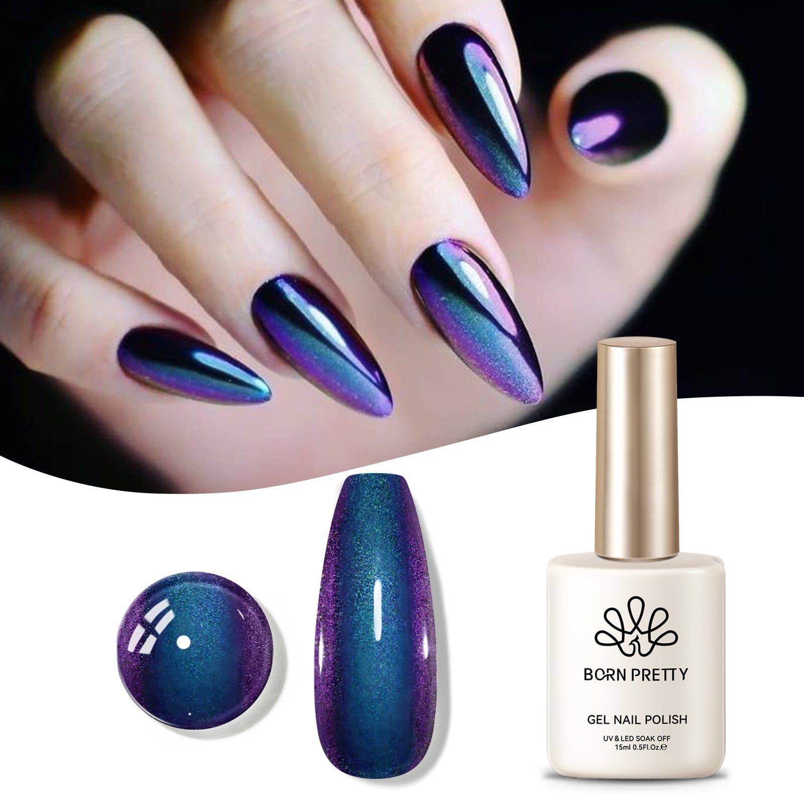 Blue Purple Chameleon Gel Polish BS01 Mirage 15ml Gel Nail Polish BORN PRETTY 