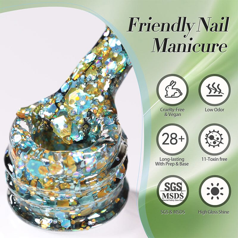 Multicolor Sequins Glitter Gel Polish SG02 Hummingbird 10ml Gel Nail Polish BORN PRETTY 
