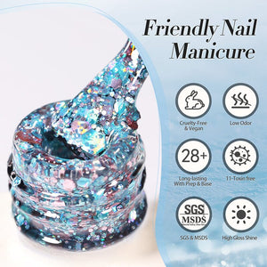 Multicolor Sequins Glitter Gel Polish SG03 Stained Glass 10ml Gel Nail Polish BORN PRETTY 
