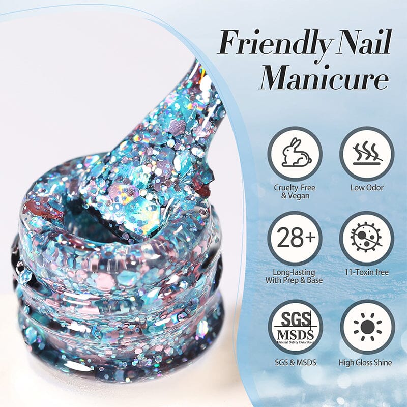 Multicolor Sequins Glitter Gel Polish SG03 Stained Glass 10ml Gel Nail Polish BORN PRETTY 