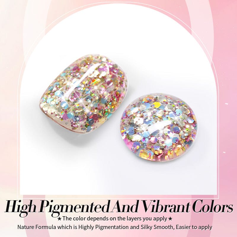 Multicolor Sequins Glitter Gel Polish SG04 Rainbow Island 10ml Gel Nail Polish BORN PRETTY 