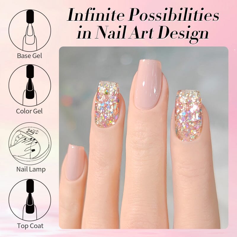 Multicolor Sequins Glitter Gel Polish SG04 Rainbow Island 10ml Gel Nail Polish BORN PRETTY 