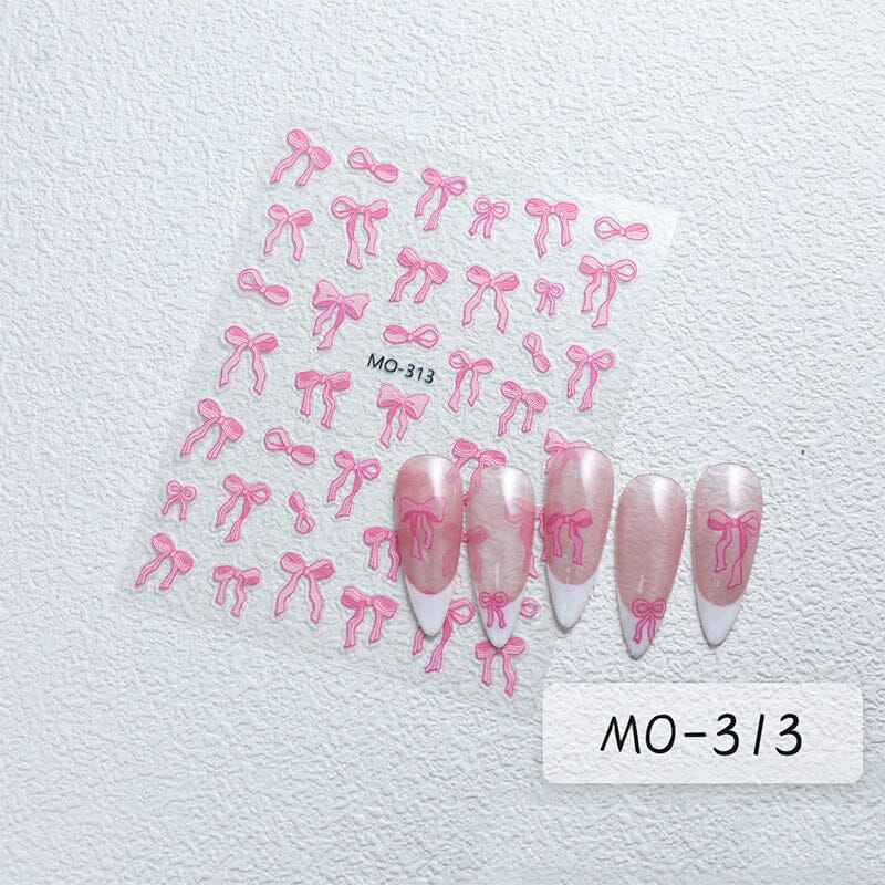 Pink Bowknot 3D Nail Stickers MO-313 Nail Sticker No Brand 