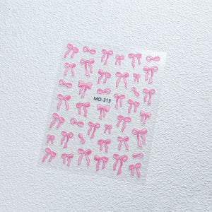 Pink Bowknot 3D Nail Stickers MO-313 Nail Sticker No Brand 