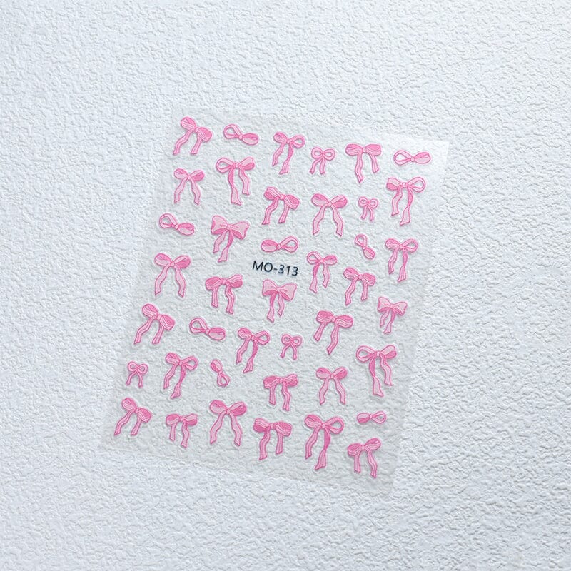 Pink Bowknot 3D Nail Stickers MO-313 Nail Sticker No Brand 