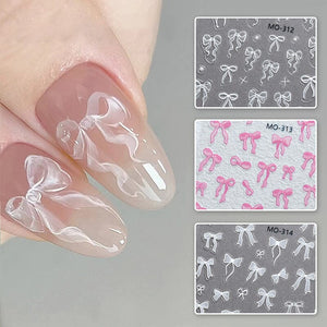 Pink Bowknot 3D Nail Stickers MO-313 Nail Sticker No Brand 