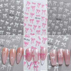 Pink Bowknot 3D Nail Stickers MO-313 Nail Sticker No Brand 