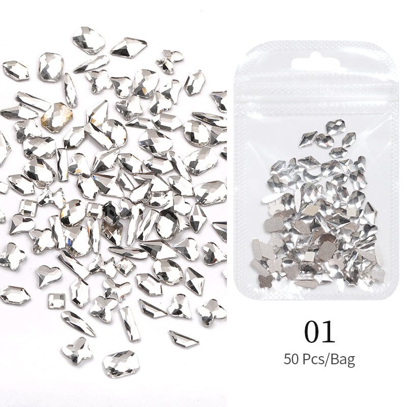 50pcs Aurora Flat Bottom Nail Rhinestones Nail Decoration No Brand 