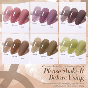 Smoky Rose Milky Jelly Gel 6 Colors Set 7ml Gel Nail Polish BORN PRETTY 
