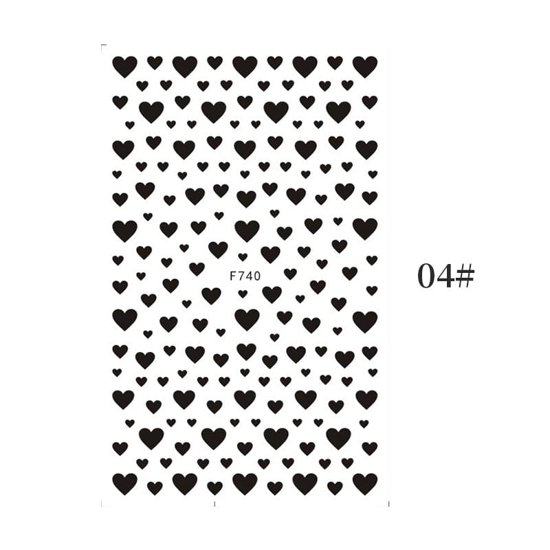 Black Love Heart Nail Sticker DIY Nails BORN PRETTY 