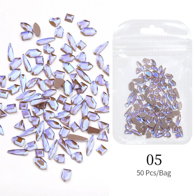 50pcs Aurora Flat Bottom Nail Rhinestones Nail Decoration No Brand 