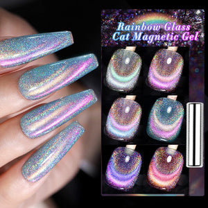 [US ONLY] Rainbow Glass Cat Magnetic 6 Colors Gel Polish Set 7ml Gel Nail Polish BORN PRETTY 