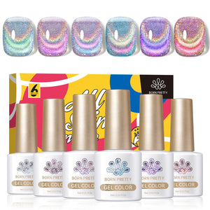 [US ONLY] Rainbow Glass Cat Magnetic 6 Colors Gel Polish Set 7ml Gel Nail Polish BORN PRETTY 