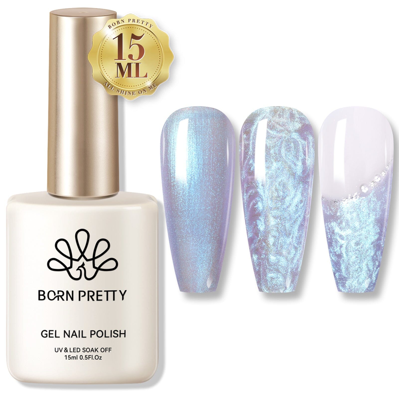 [US ONLY] Shell Thread Nail Gel Polish Pearl Blue 15ml Gel Nail Polish BORN PRETTY 