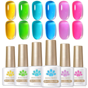 Summer Soda 6 Colors Gel Polish Set 7ml Spring Summer Ice Jelly Gel Gel Nail Polish BORN PRETTY 