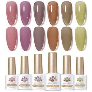 Smoky Rose Milky Jelly Gel 6 Colors Set 7ml Gel Nail Polish BORN PRETTY 