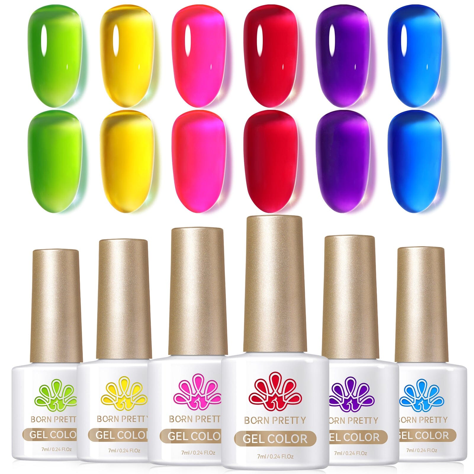 Neon Garden - 6 Colors Gel Polish Set 7ml Spring Summer Ice Jelly Gel Gel Nail Polish BORN PRETTY 