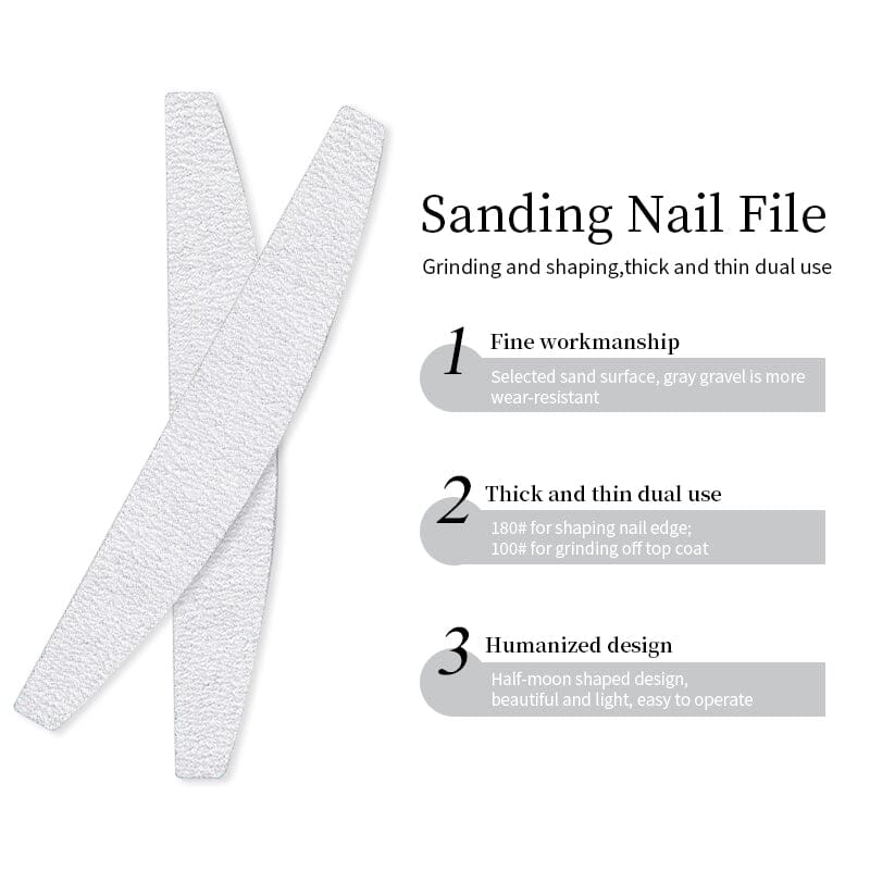 White Curved Nail File 100/180 Nail Tools BORN PRETTY 