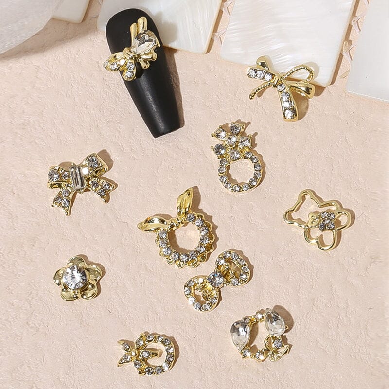 Silver Gold Bowknot Butterfly Rhinestones 3D Nail Decoration Nail Decoration BORN PRETTY 