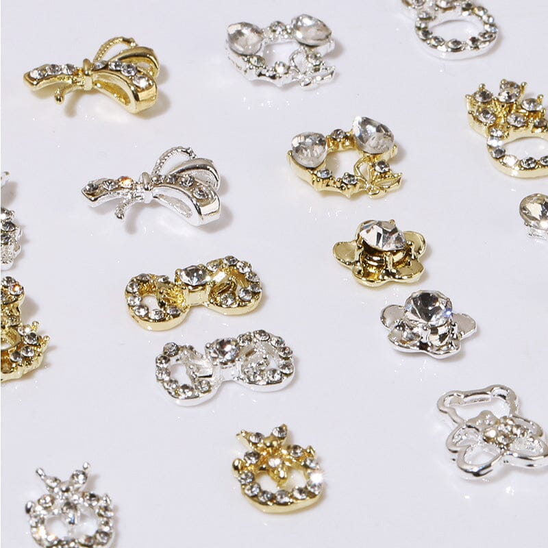Silver Gold Bowknot Butterfly Rhinestones 3D Nail Decoration Nail Decoration BORN PRETTY 