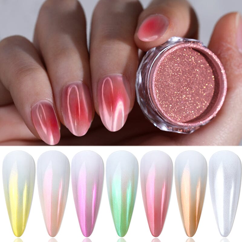 Gradient Auroras Colorful Pearl Powder Nail Pigment Nail Powder No Brand 