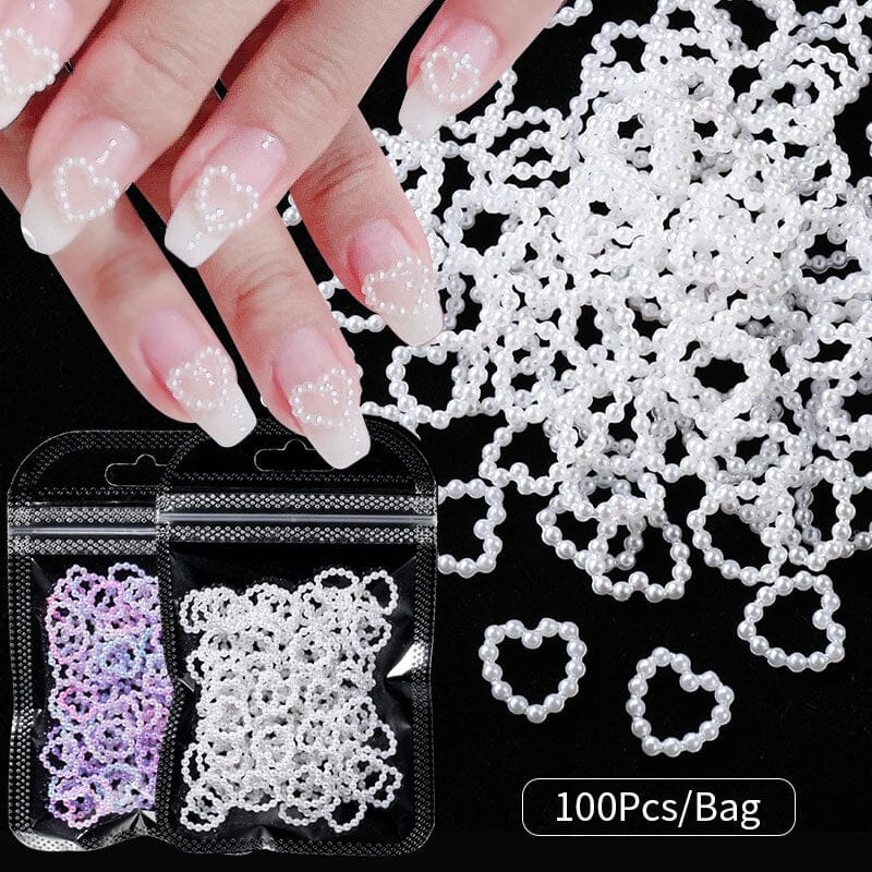 100pcs White Pearl Love Design DIY Nails BORN PRETTY 