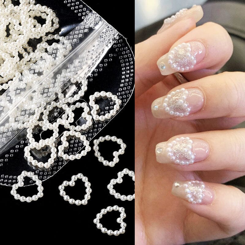 100pcs White Pearl Love Design DIY Nails BORN PRETTY 