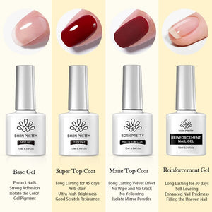 3pcs Set (Base Gel, Super Top Coat, Matte Top Coat) 10ml Gel Nail Polish BORN PRETTY 