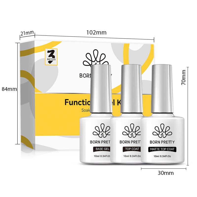 3pcs Set (Base Gel, Super Top Coat, Matte Top Coat) 10ml Gel Nail Polish BORN PRETTY 