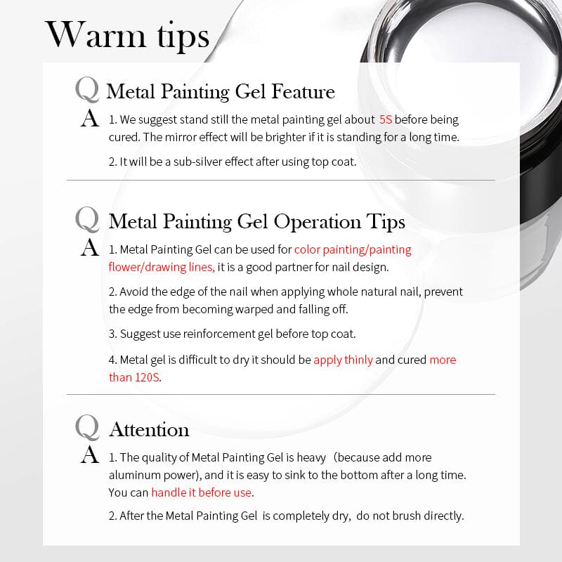 Super Shine Silver Metal Painting Gel Gel Nail Polish BORN PRETTY 