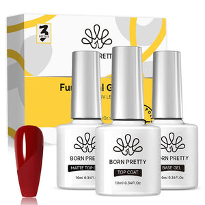 3pcs Set (Base Gel, Super Top Coat, Matte Top Coat) 10ml Gel Nail Polish BORN PRETTY 
