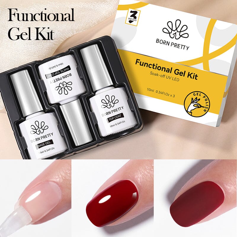 3pcs Set (Base Gel, Super Top Coat, Matte Top Coat) 10ml Gel Nail Polish BORN PRETTY 