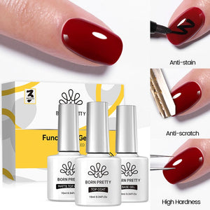 3pcs Set (Base Gel, Super Top Coat, Matte Top Coat) 10ml Gel Nail Polish BORN PRETTY 