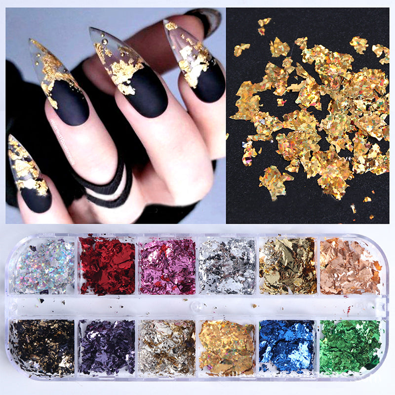 1 Box Irregular Aluminum Foil Paper Nail Art Sticker 02 DIY Nails BORN PRETTY 