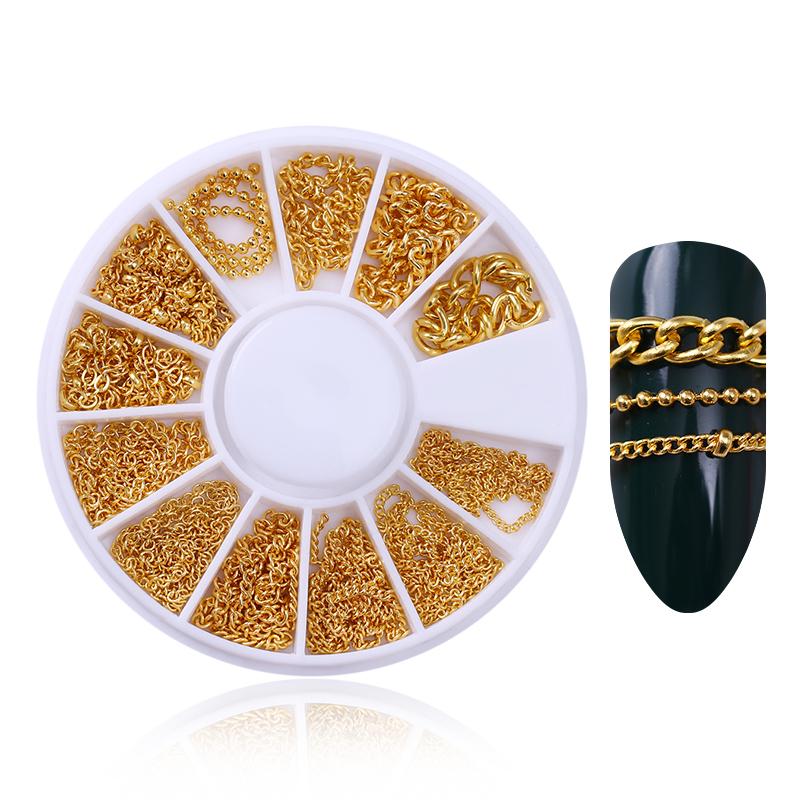 Gold Chain Metal 3D Nail Decoration in Wheel DIY Nails BORN PRETTY 