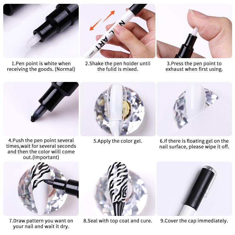 Nail Graffiti Pen for 3D Nail Art DIY Nail Polish Pen Nail Painting Manicure Tools Nail Tools BORN PRETTY 