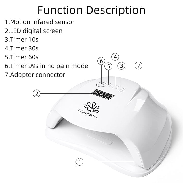 54W Nail Dryer UV LED Nail Lamp Machine Nail Tools BORN PRETTY 