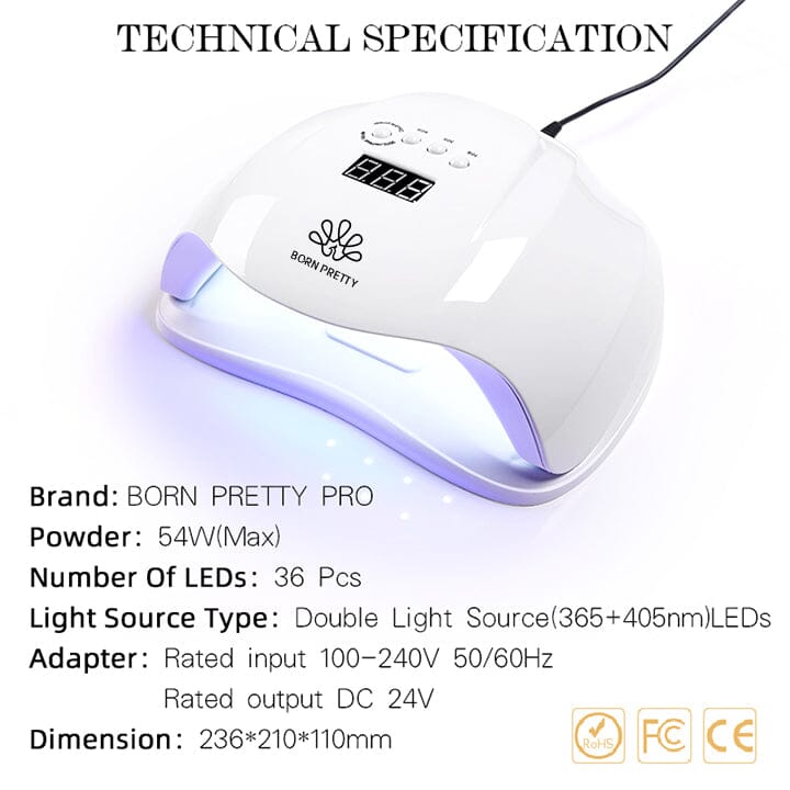 54W Nail Dryer UV LED Nail Lamp Machine Nail Tools BORN PRETTY 